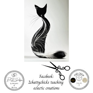 Papier Mousseline Découpage de chat en silhouette noir blanc
