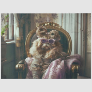 Papier Mousseline Découpage de chat Vintage sophistiqué