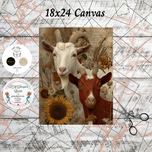 Papier Mousseline Découpage de chèvre ferme rustique toile 18x24 