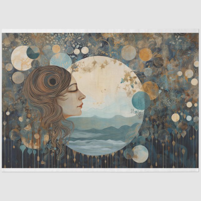 Papier Mousseline Découpage de ciel de nuit céleste rustique primiti (Recto)