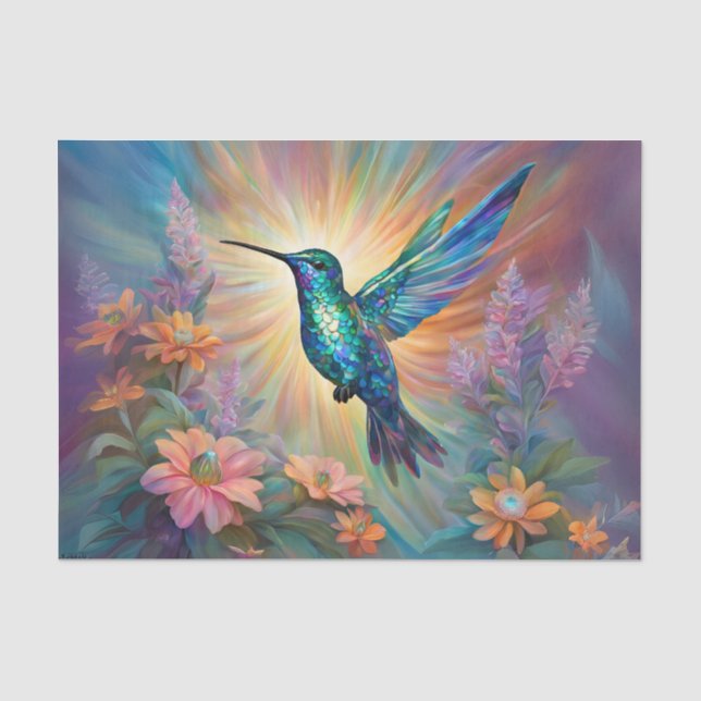 Papier Mousseline Découpage de colibri iridescent (Recto)