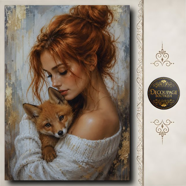 Papier Mousseline Découpage de Compagnon Renard Mignon (Sweet Fox Companion Decoupage Tissue Paper)