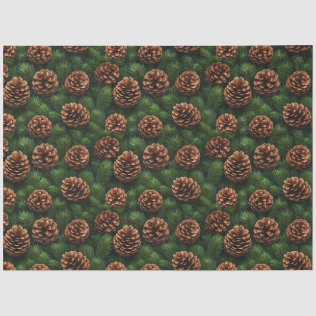 Papier Mousseline Découpage de cônes de pin et de brindilles d'épine (Recto)