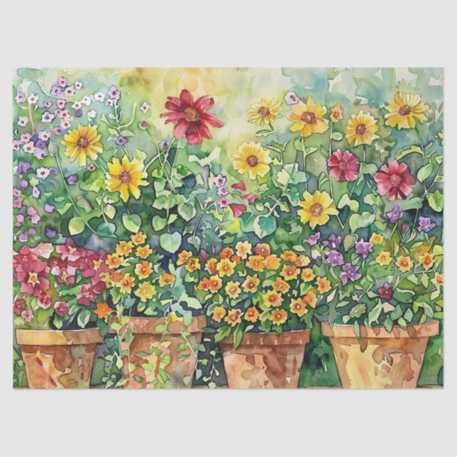 Papier Mousseline Découpage de couleur d'aquarelle florale du jardin (Recto)