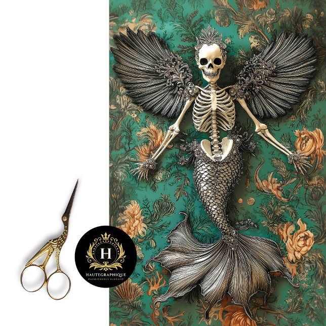 Papier Mousseline Découpage de crâne de sirène squelette vampire got (Créateur téléchargé)