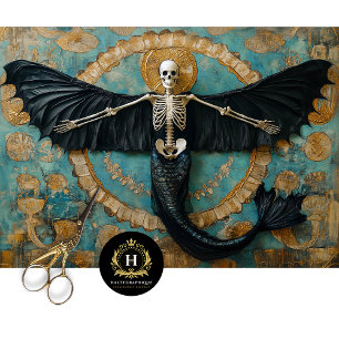 Papier Mousseline Découpage de crâne de sirène squelette vampire got