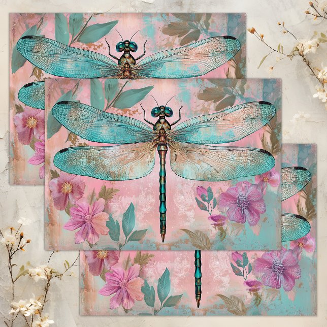 PAPIER MOUSSELINE DÉCOUPAGE DE DRAGONFLY ENCHANTÉE (ENCHANTED DRAGONFLY DECOUPAGE TISSUE PAPER)