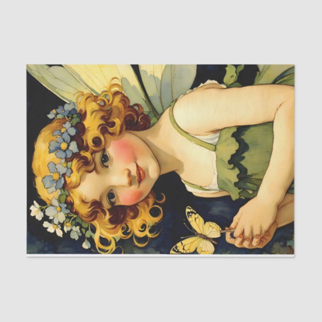 Papier Mousseline Découpage de fées Belle magie florale (Recto)