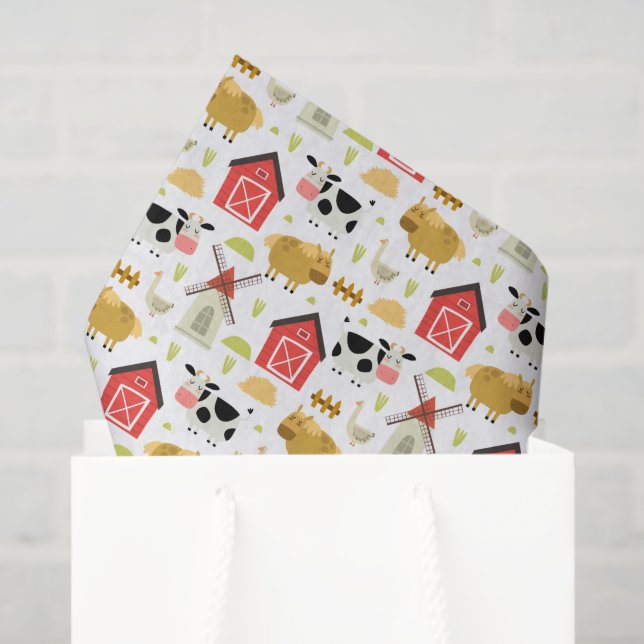 Papier Mousseline Découpage de ferme (Sac cadeau)