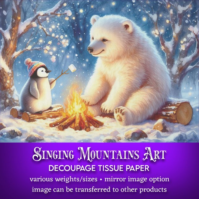 Papier Mousseline Découpage de feu de camp d'ours et de pingouins de (Créateur téléchargé)