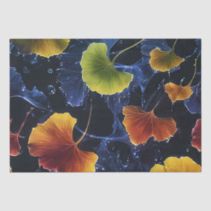 Papier Mousseline Découpage de feuilles de Ginkgo luminogramme color