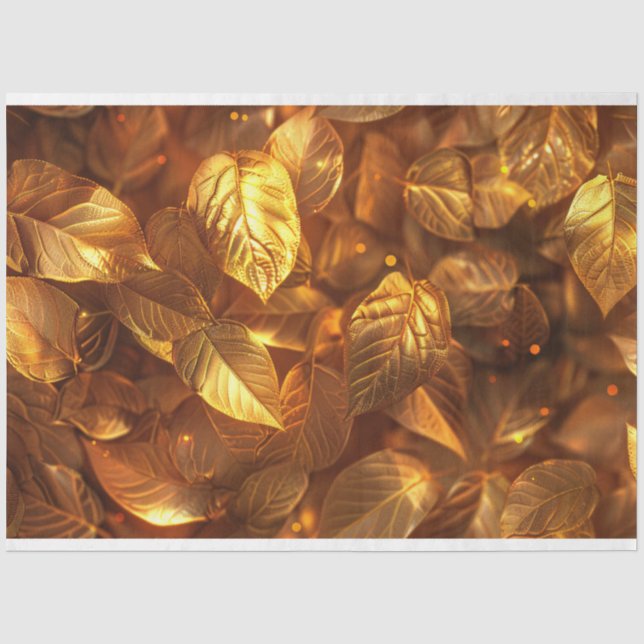 Papier Mousseline Découpage de feuilles dorées (Recto)