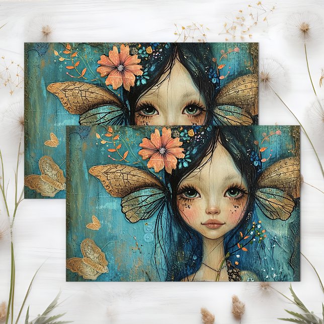 PAPIER MOUSSELINE DÉCOUPAGE DE FILLES DE FOI BLANC (WHIMSICAL FAIRY GIRL DECOUPAGE TISSUE PAPER)