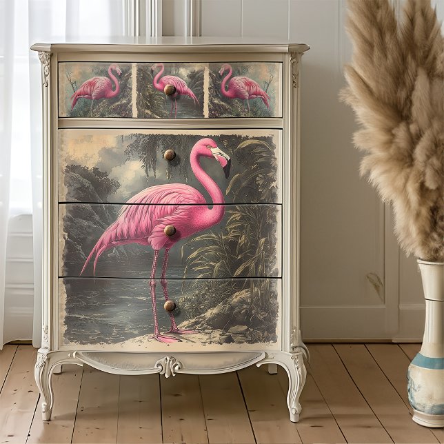 Papier Mousseline Découpage de flamant rose de lagon tropical (Créateur téléchargé)