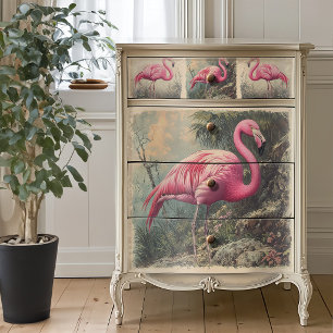 Papier Mousseline Découpage de flamant rose tropical vintage