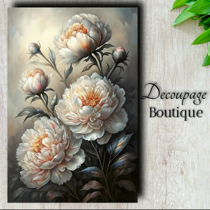 Papier Mousseline Découpage de Fleur de Pivoine en Ivoire