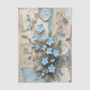 Papier Mousseline Découpage de fleurs bleues vintage Forget-Me-Nots