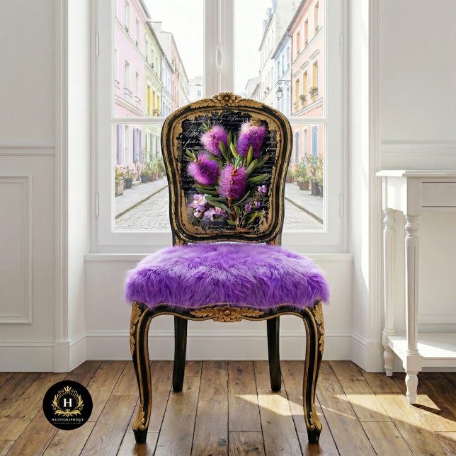 Papier Mousseline Découpage de fleurs de brosse à fond violet (Créateur téléchargé)