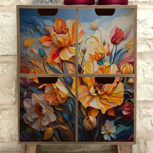 Papier Mousseline Découpage de fleurs peintes (Créateur téléchargé)