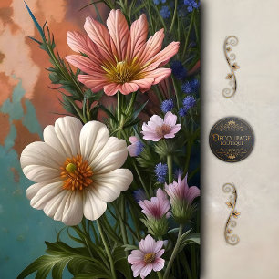 Papier Mousseline Decoupage de fleurs sauvages du cosmos pictural