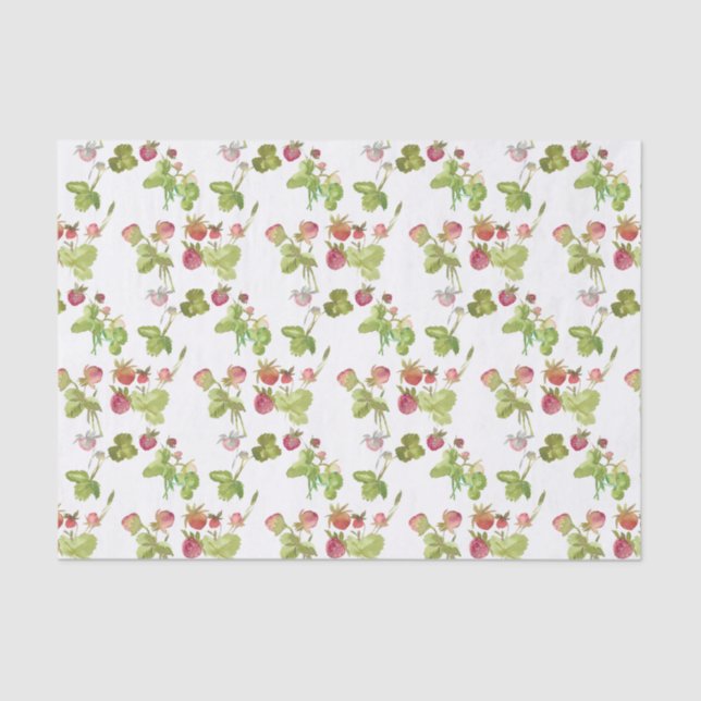 Papier Mousseline Découpage de fraise d'aquarelle (Recto)