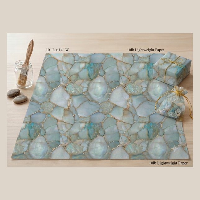 Papier Mousseline Découpage de géode d'agate turquoise de luxe avec  (Luxury Turquoise Agate Geode Gold Veins Decoupage Tissue Paper)