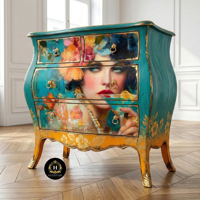 Papier Mousseline Découpage de la femme de Martini bleu (Créateur téléchargé)