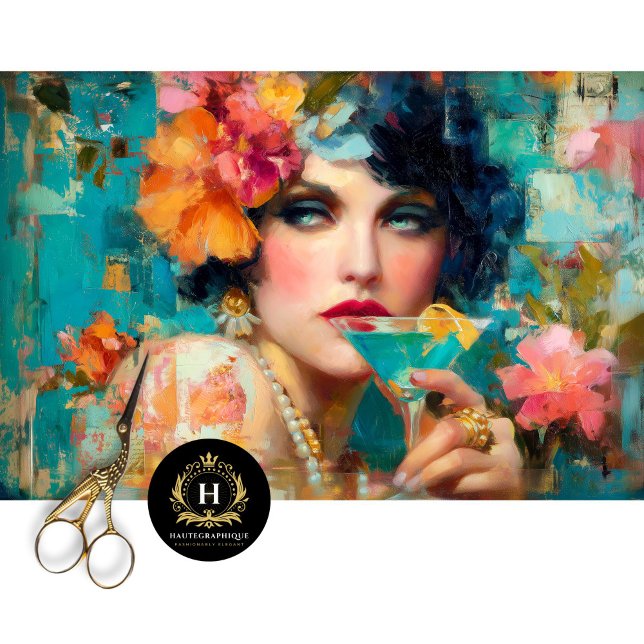 Papier Mousseline Découpage de la femme de Martini bleu (Créateur téléchargé)