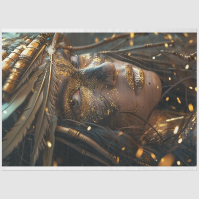 Papier Mousseline Découpage de la femme indienne peinte en guerre (Recto)