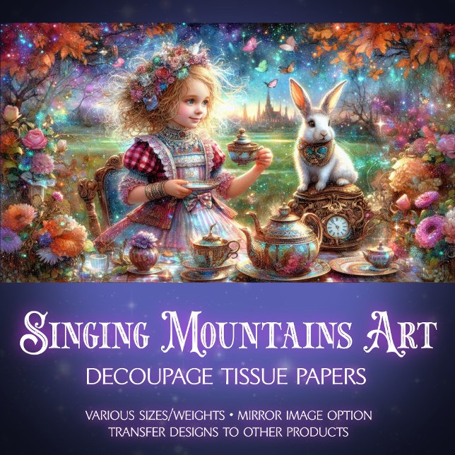 Papier Mousseline Découpage de la fête du thé lapin d'Alice enchanté (Créateur téléchargé)
