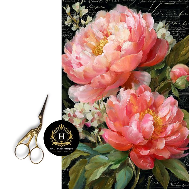 Papier Mousseline Découpage de la fleur de pivoine rose corail (Créateur téléchargé)