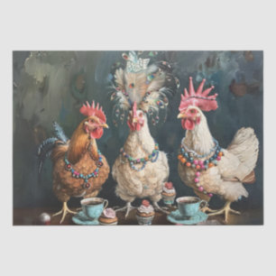 Papier Mousseline Découpage de la partie thé poulet vintage