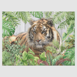 Papier Mousseline Découpage de la paume tropicale du tigre du Bengal
