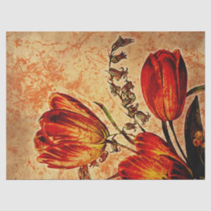 Papier Mousseline Découpage de la tulipe orange de Grunge floral