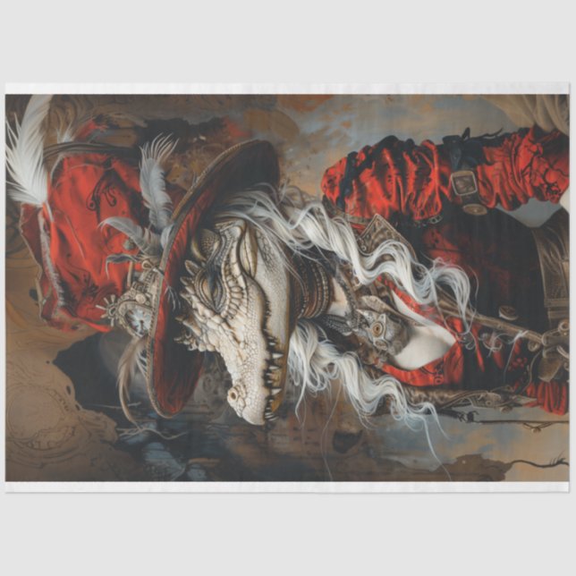 Papier Mousseline Découpage de l'alligator blanc de poulet vapeur (Recto)