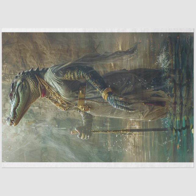 Papier Mousseline Découpage de l'alligator de style égyptien (Recto)