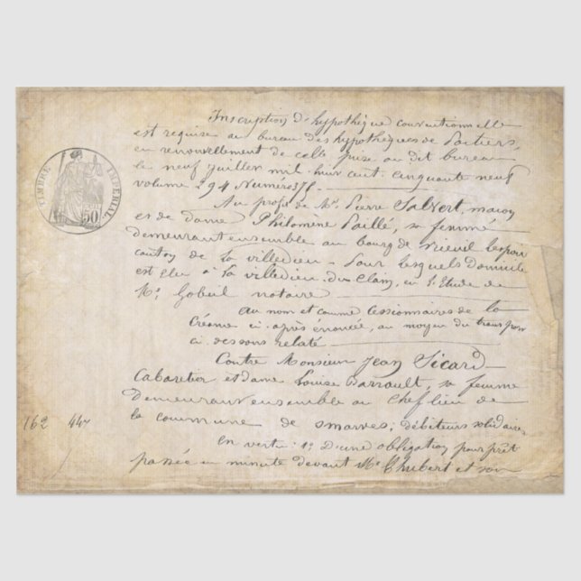 Papier Mousseline Découpage de l'ancien script français (Recto)