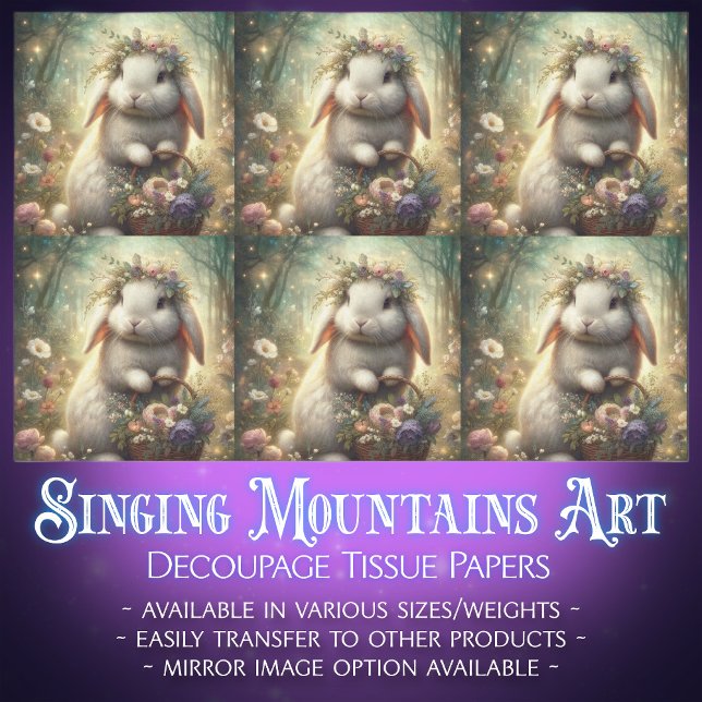 Papier Mousseline Découpage de lapin Imaginaire floral de forêt ench (Créateur téléchargé)