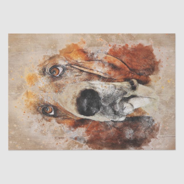 Papier Mousseline Découpage de l'aquarelle Basset Hound (Recto)