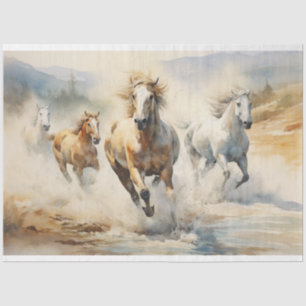 Papier Mousseline Découpage de l'aquarelle des Chevaux sauvages