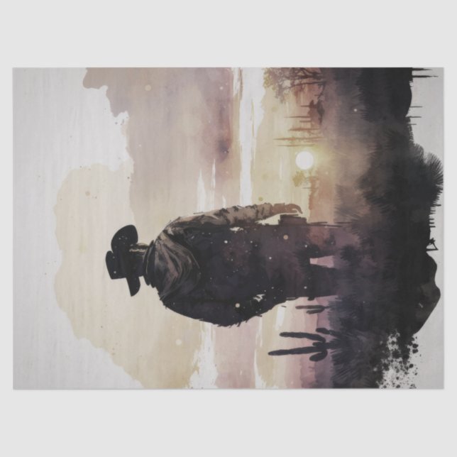 Papier Mousseline Découpage de l'aquarelle occidentale Cowboy (Recto)