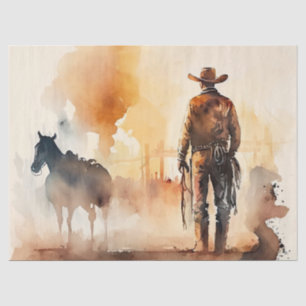 Papier Mousseline Découpage de l'aquarelle occidentale Cowboy