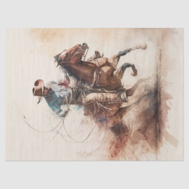 Papier Mousseline Découpage de l'aquarelle occidentale Cowboy (Recto)