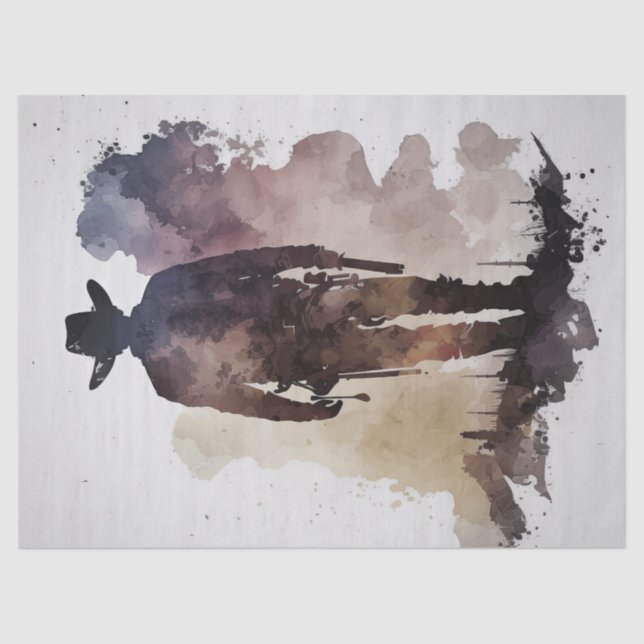 Papier Mousseline Découpage de l'aquarelle occidentale Cowboy (Recto)