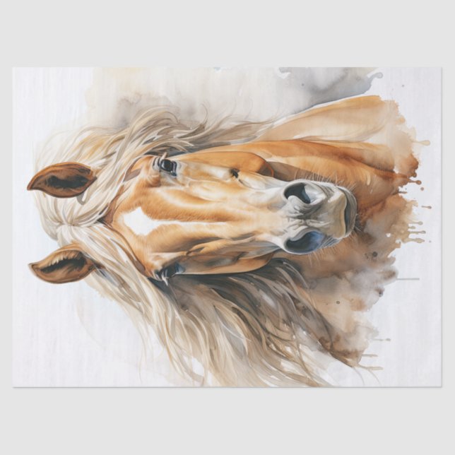 Papier Mousseline Découpage de l'aquarelle Palomino Horse (Recto)