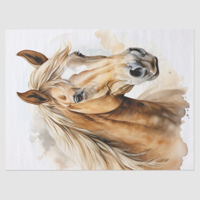 Papier Mousseline Découpage de l'aquarelle Palomino Horse (Recto)