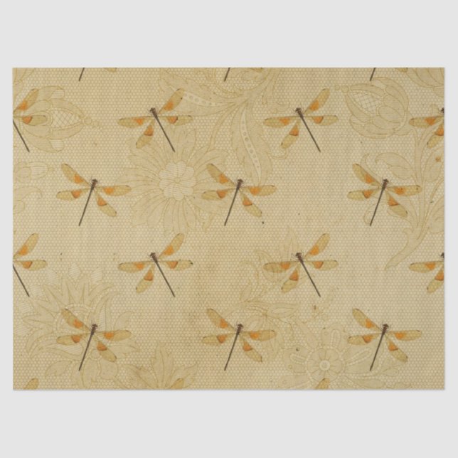 Papier Mousseline Découpage de libellule jaune et orange (Recto)
