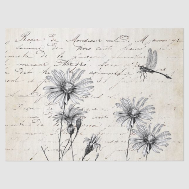 Papier Mousseline Découpage de libellules Fleur sauvage de script fr (Recto)