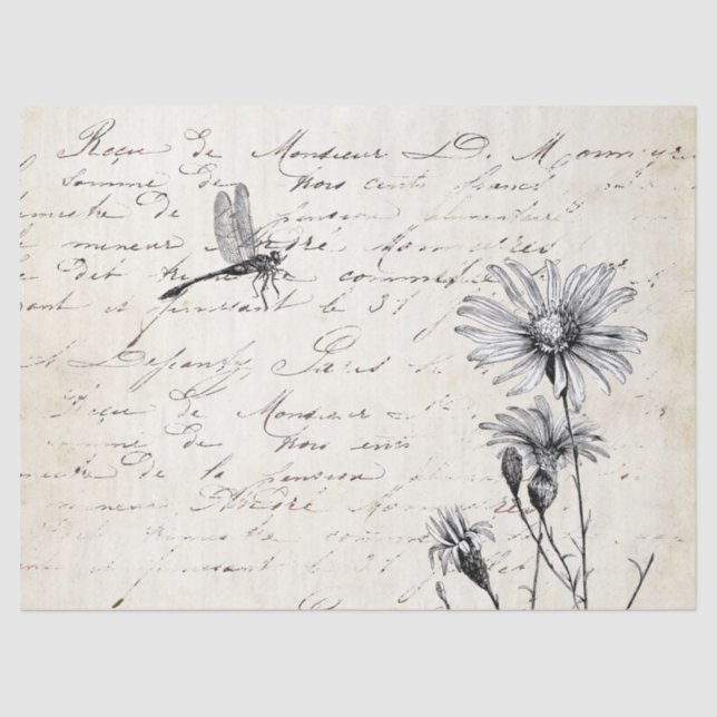 Papier Mousseline Découpage de libellules Fleur sauvage de script fr (Recto)