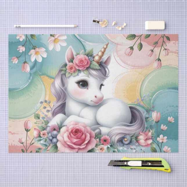 Papier Mousseline Découpage de licorne bébé fille mignonne  (Artisanat)